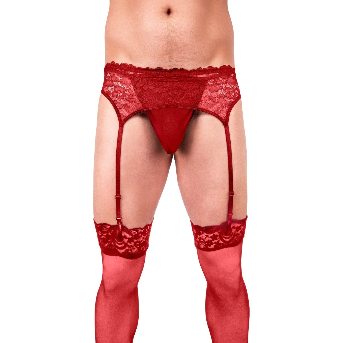Prowler Lace Garter Set Red