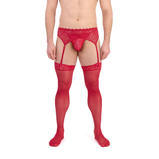 Prowler Lace Garter Set Red