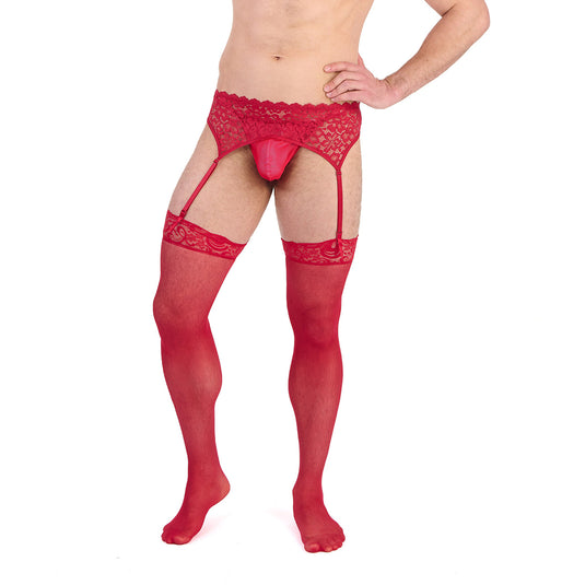 Prowler Lace Garter Set Red