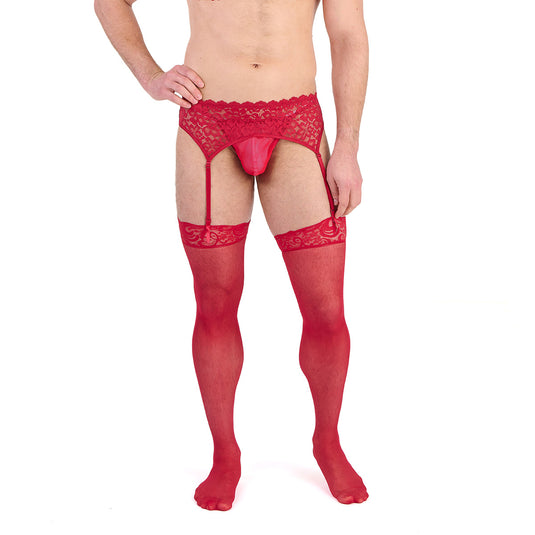 Prowler Lace Garter Set Red