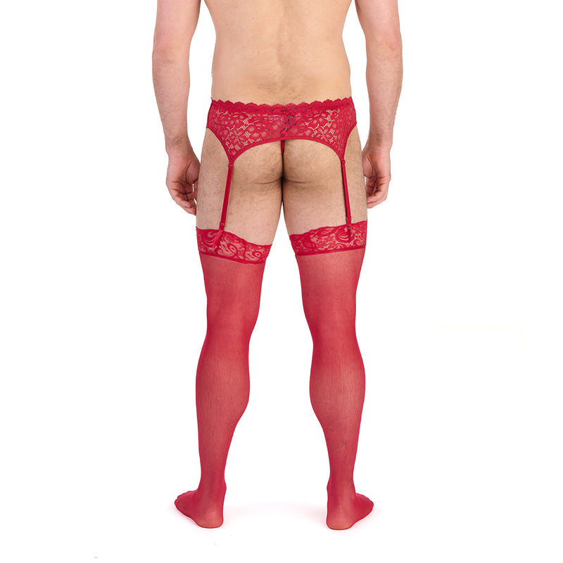 Load image into Gallery viewer, Prowler Lace Garter Set Red
