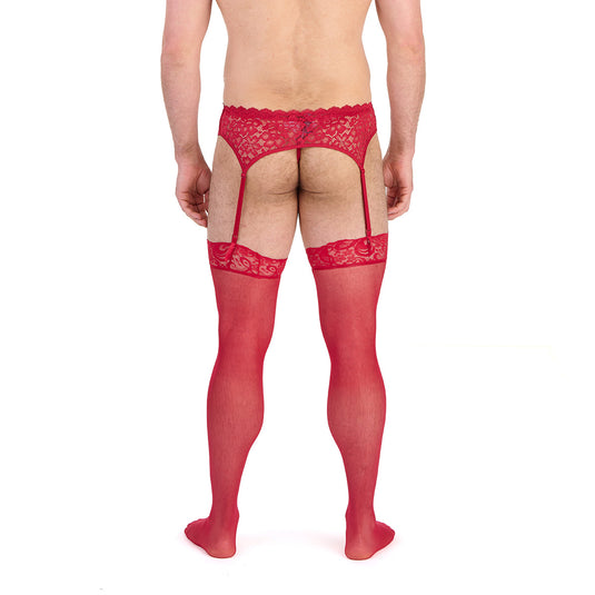 Prowler Lace Garter Set Red