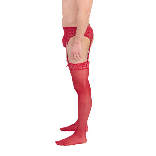 Prowler Lace Garter Set Red