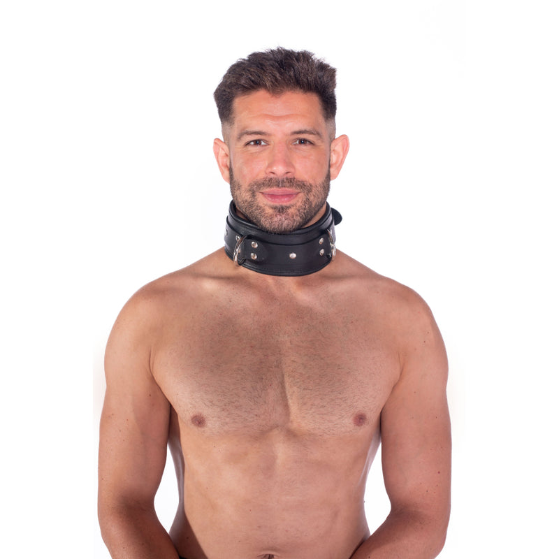 Load image into Gallery viewer, Prowler RED Leather Lockable Collar Black
