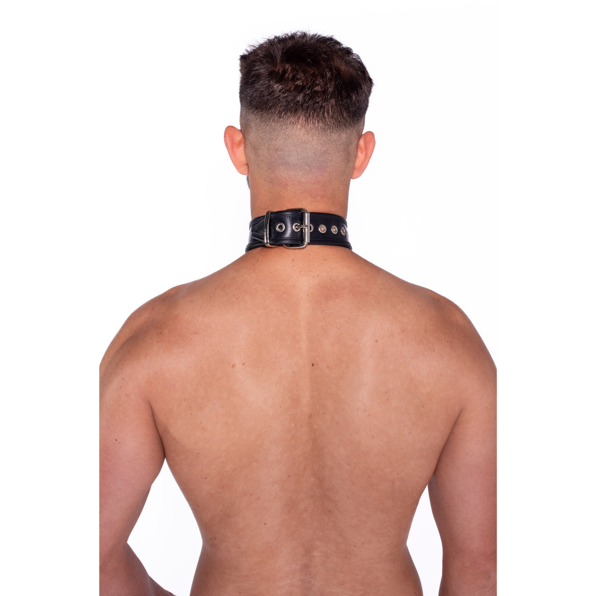 Prowler RED Leather Collar With Strap Black