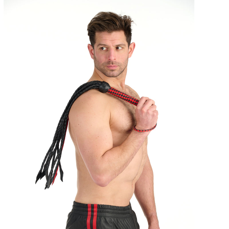 Load image into Gallery viewer, Prowler RED Short Handle Red &amp; Black Flogger
