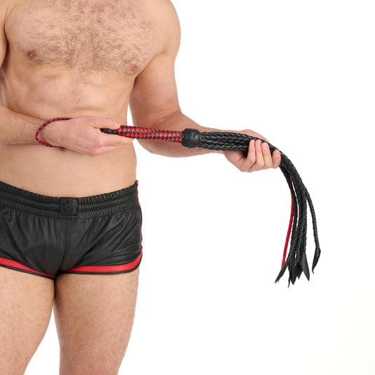 Prowler RED Short Handle Red & Black Flogger