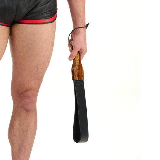 Prowler RED Leather & Wood Flapper Paddle