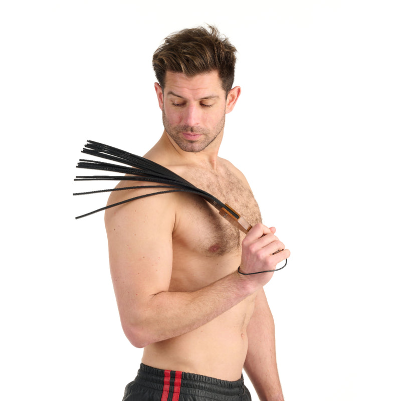 Load image into Gallery viewer, Prowler RED Leather &amp; Wood Fringe Paddle
