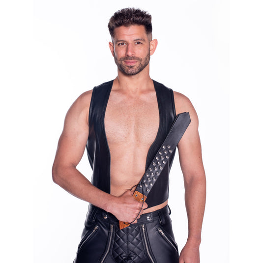 Prowler RED Leather & Wood Studded Paddle