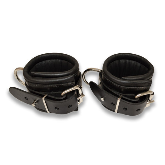 Prowler RED Leather Lockable Wrist Restraints Black
