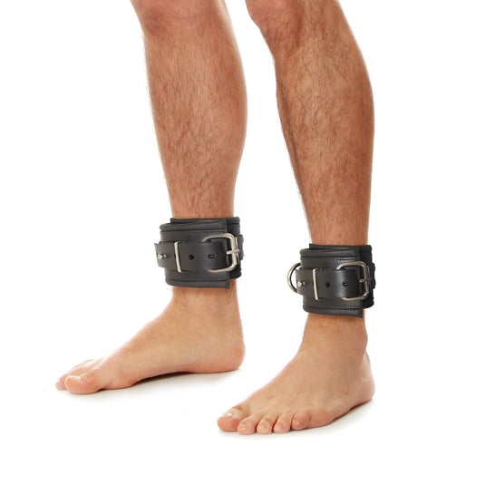Prowler RED Leather Lockable Ankle Restraints Black