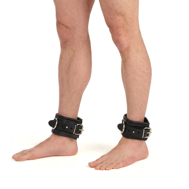 Load image into Gallery viewer, Prowler RED Leather Lockable Ankle Restraints Black
