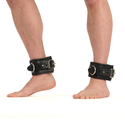 Prowler RED Leather Lockable Ankle Restraints Black