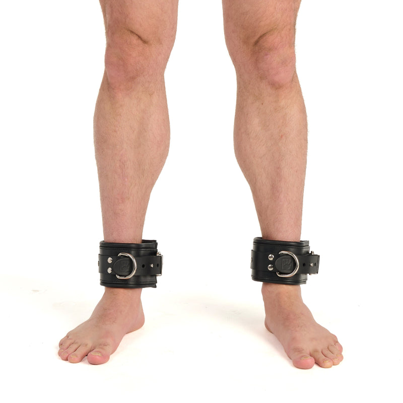 Load image into Gallery viewer, Prowler RED Leather Lockable Ankle Restraints Black
