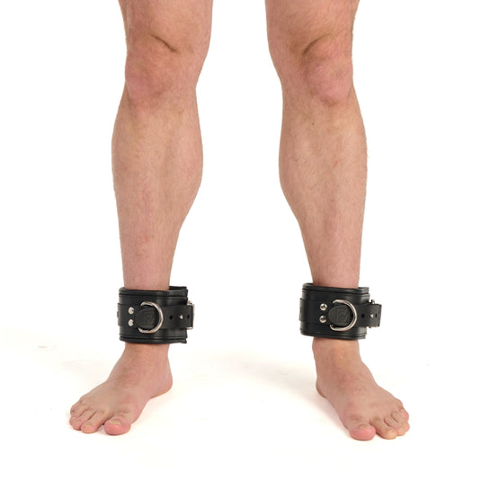 Prowler RED Leather Lockable Ankle Restraints Black