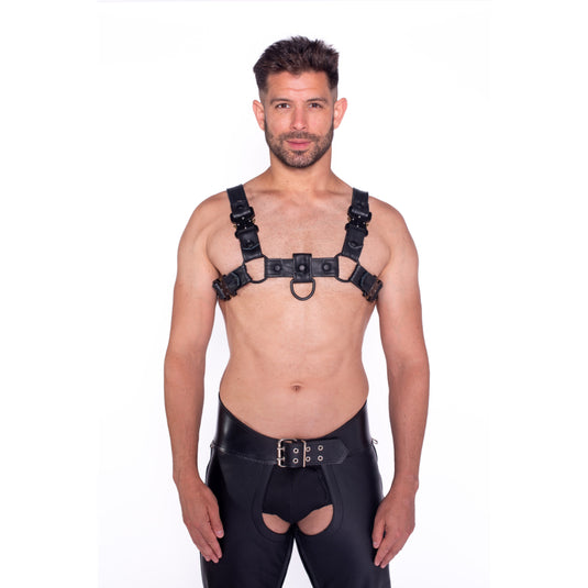 Prowler RED Leather Bull Harness With Metal Fittings Black