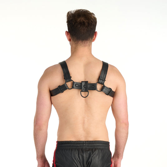 Prowler RED Leather Bull Harness With Metal Fittings Black