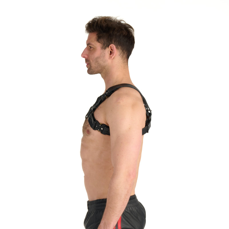 Load image into Gallery viewer, Prowler RED Leather Bull Harness With Metal Fittings Black
