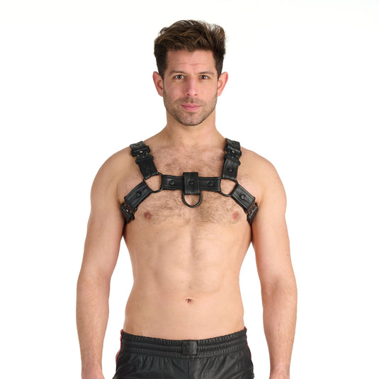 Prowler RED Leather Bull Harness With Metal Fittings Black