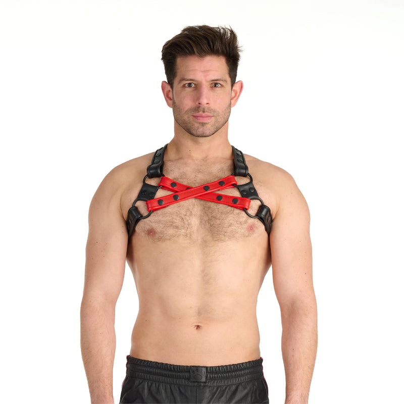 Load image into Gallery viewer, Prowler RED Leather Cross Harness Black Red
