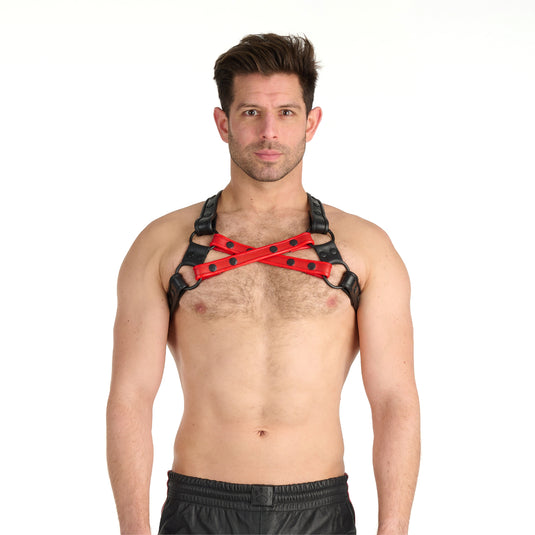 Prowler RED Leather Cross Harness Black Red
