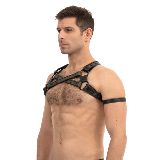 Prowler RED Leather Cross Harness Black Green Small Medium