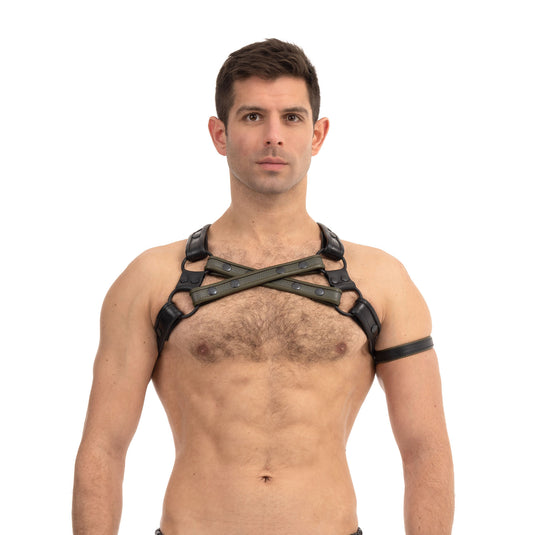 Prowler RED Leather Cross Harness Black Green Small Medium