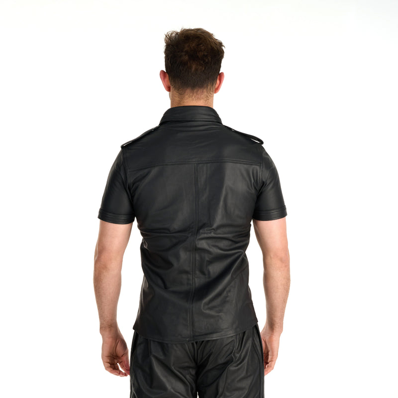 Load image into Gallery viewer, Prowler RED Leather Police Shirt Black
