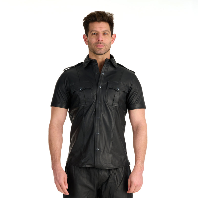 Load image into Gallery viewer, Prowler RED Leather Police Shirt Black
