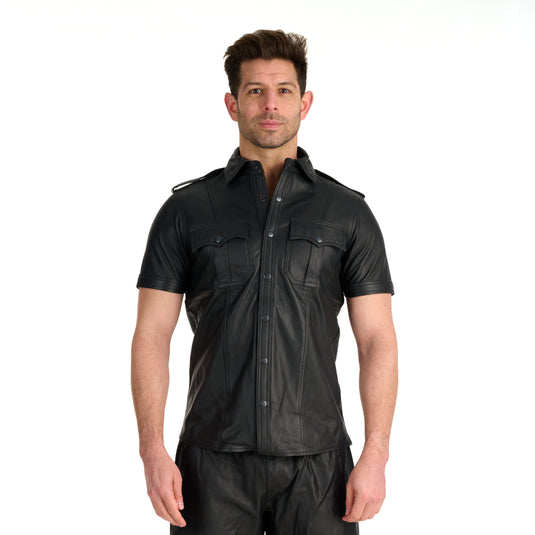 Prowler RED Leather Police Shirt Black