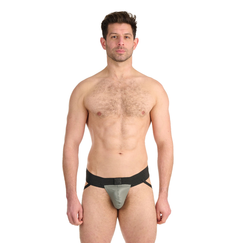 Load image into Gallery viewer, Prowler RED Leather Pouch Jock Strap Black Grey
