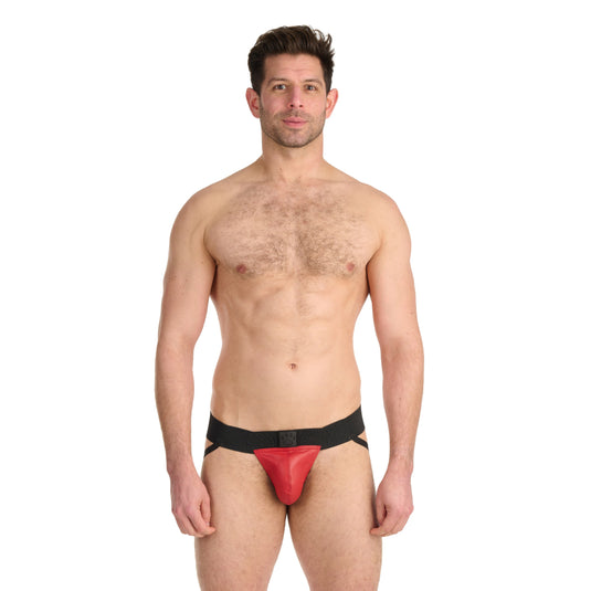 Prowler RED Leather Pouch Jock Strap Black Red