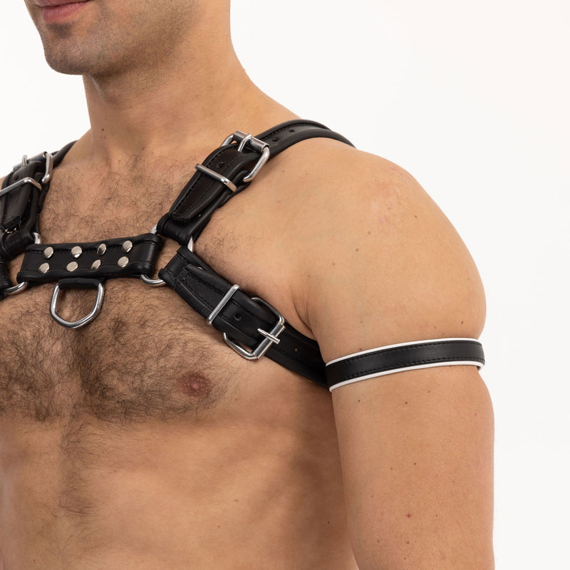 Load image into Gallery viewer, Prowler RED Leather Bicep Band Black White

