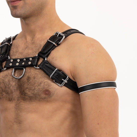 Prowler RED Leather Bicep Band Black White