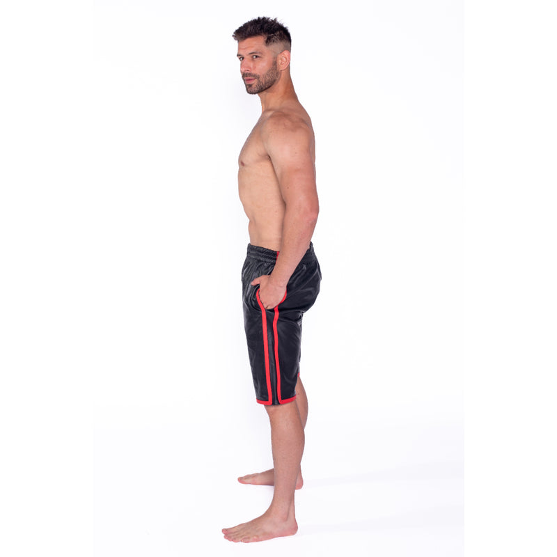 Load image into Gallery viewer, Prowler RED Leather Long Sports Shorts Black Red
