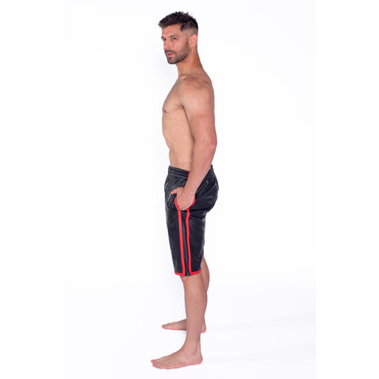Prowler RED Leather Long Sports Shorts Black Red