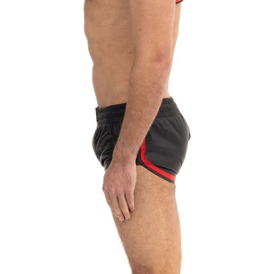 Prowler RED Leather Sports Shorts Black Red