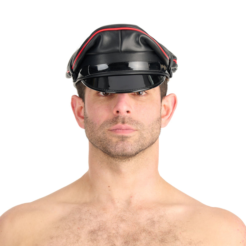 Load image into Gallery viewer, Prowler RED Leather Military Cap Black Red

