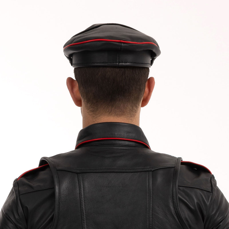 Load image into Gallery viewer, Prowler RED Leather Military Cap Black Red
