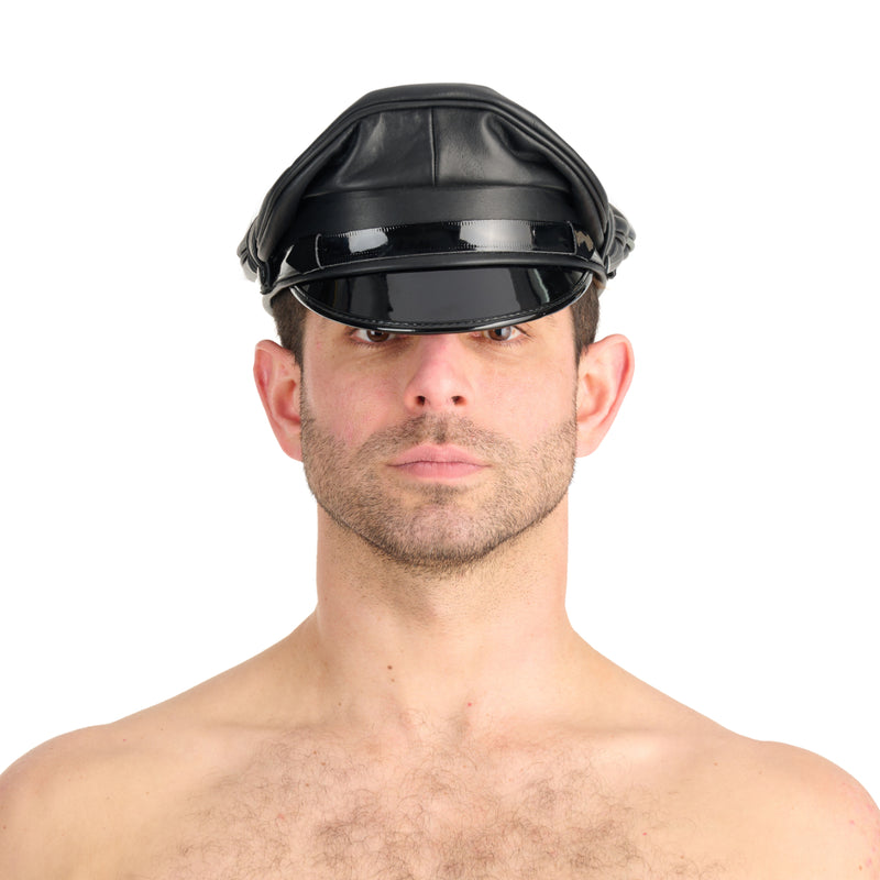 Load image into Gallery viewer, Prowler RED Leather Military Cap Black
