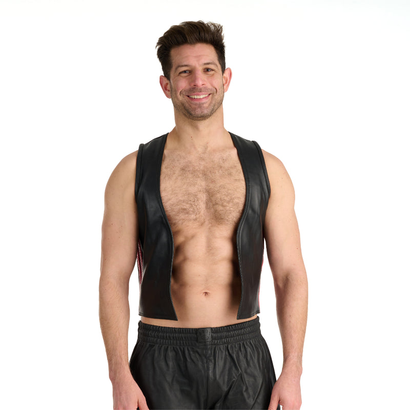 Load image into Gallery viewer, Prowler RED Leather Waistcoat Black Red
