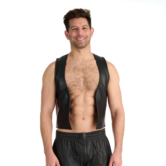 Prowler RED Leather Waistcoat Black Red