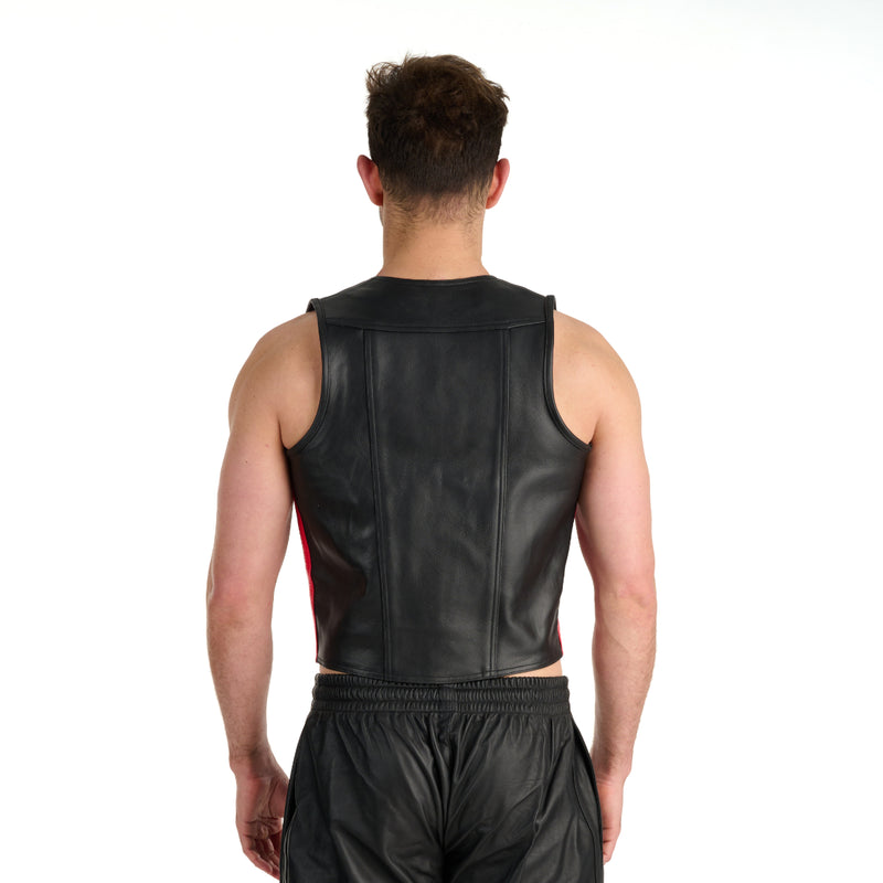 Load image into Gallery viewer, Prowler RED Leather Waistcoat Black Red
