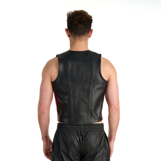 Prowler RED Leather Waistcoat Black Red