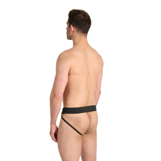 Prowler RED Leather Hole Punch Jock Strap Black