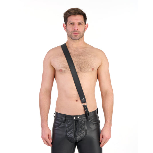 Prowler RED Leather Sam Browne Belt Black