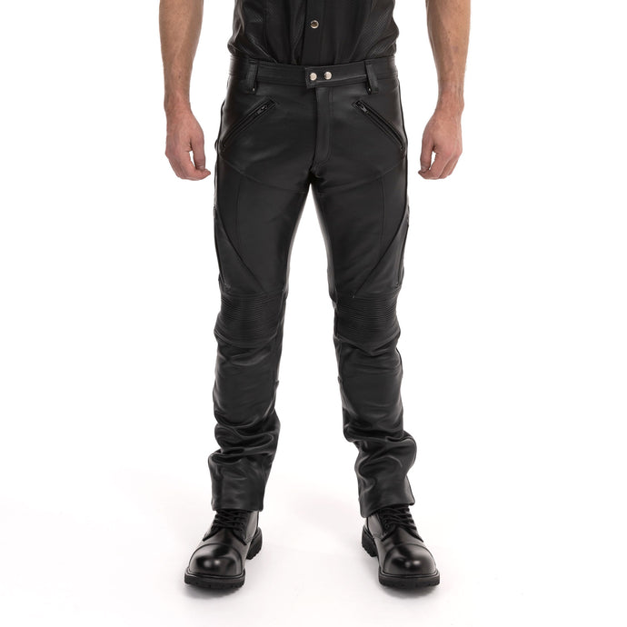 Prowler RED Leather Biker Jeans Black