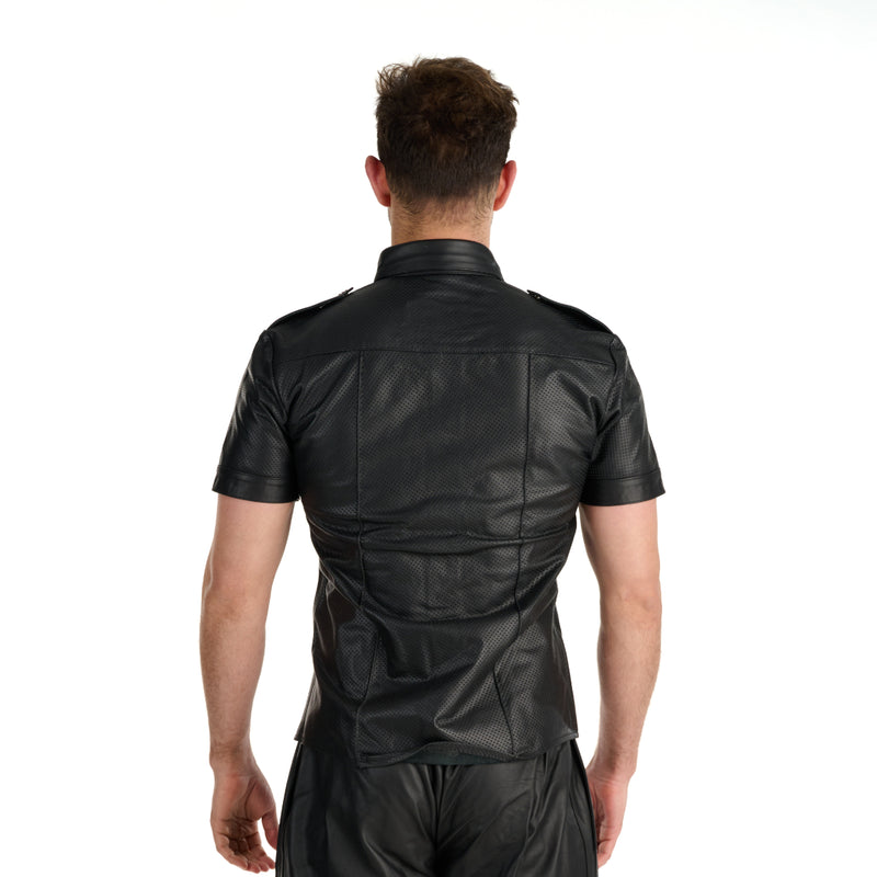 Load image into Gallery viewer, Prowler RED Leather Punch Hole Police Shirt Black
