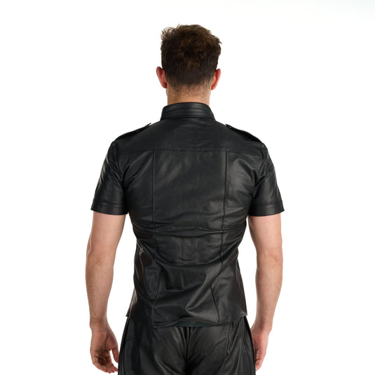 Prowler RED Leather Punch Hole Police Shirt Black